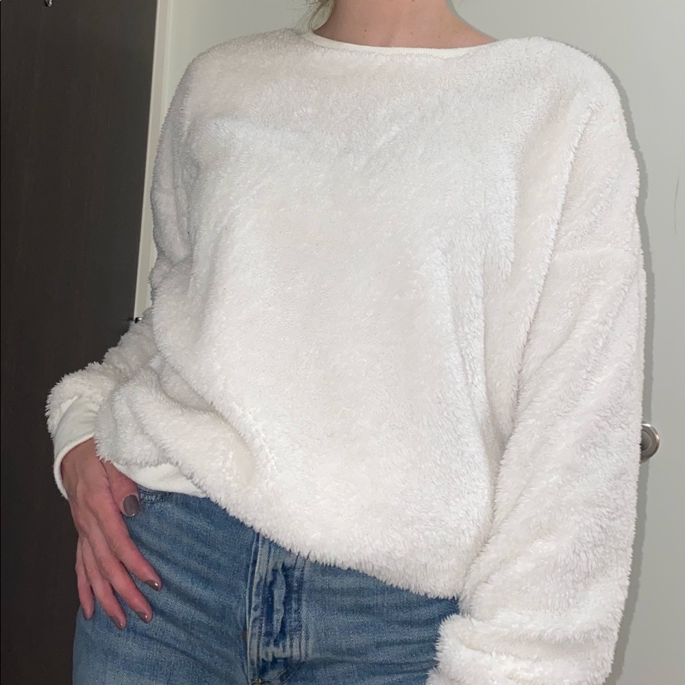 Lily Rain white fuzzy pullover sweatshirt
